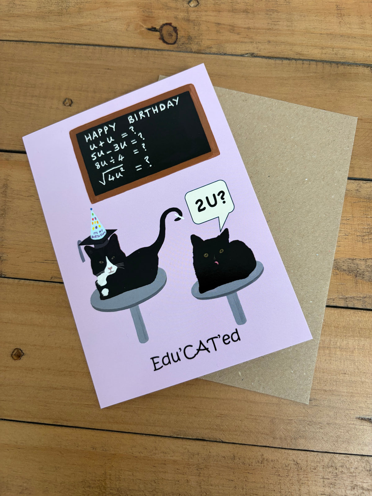 Edu’CAT’ed Happy birthday 2U    (inside message: Happy Birthday!)