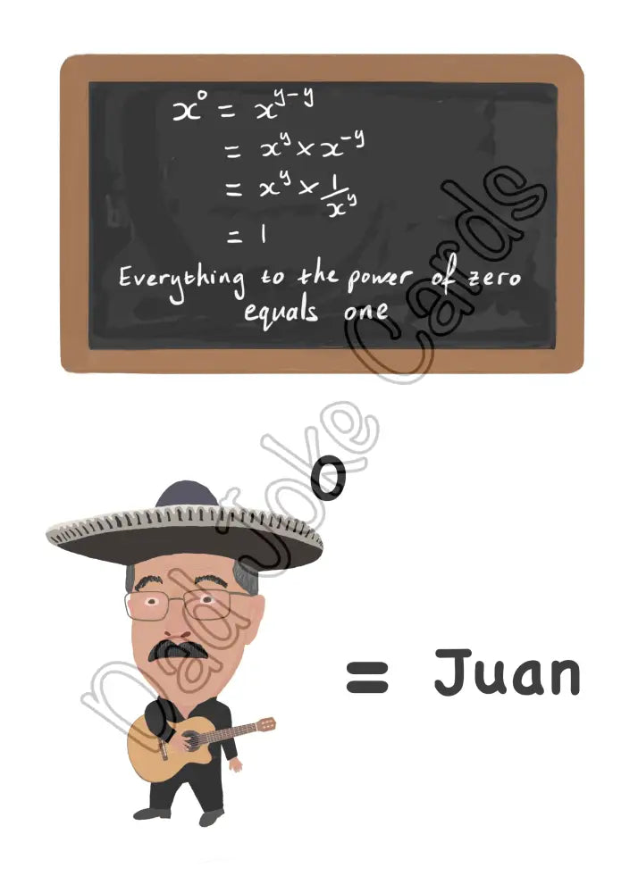 Mexica to the Power of Zero = Juan (Blank inside) - Greetings card