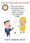 ‘Seaman-ticks’ birthday card