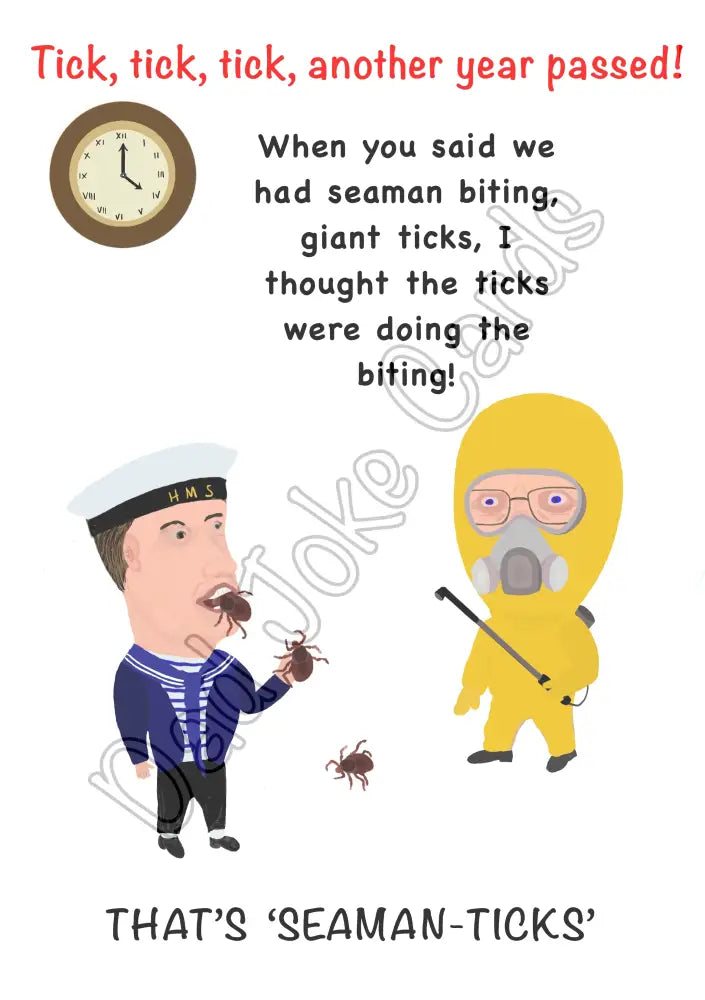 ‘Seaman-ticks’ birthday card