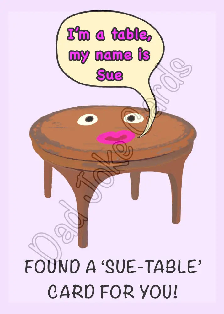 ‘Sue-table’ card (blank inside) - Greetings card